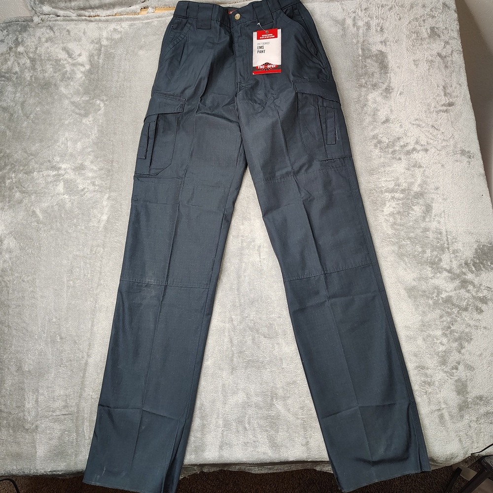 TRU-SPEC Pants Mens 28 Navy Blue 24-7 Series EMS Pants Tactical Ripstop Unhemmed